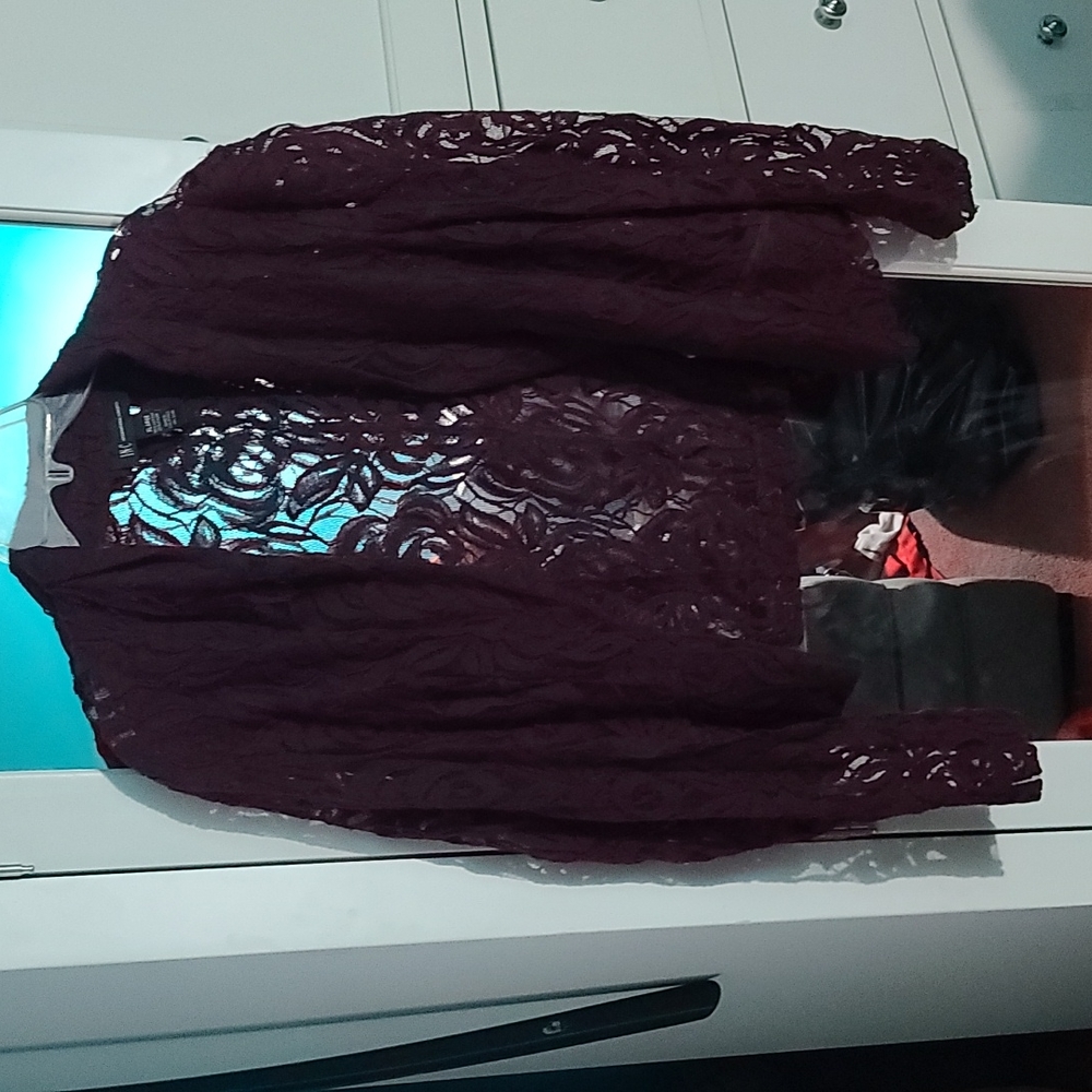 Burgundy lace blazer